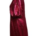 Krass&co NY &  Sequin puff sleeve mini dress magenta pink red sash bow size large L Photo 3