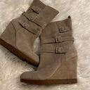 Arturo Chiang  Leather Boots size 9 excellent condition wedge heel 4” color gray Photo 0