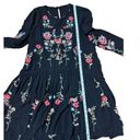 Wish Chic  Women's Relaxed Floral Embroidered Black Drop Swing Dress Tunic Sz M Photo 6
