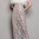 Bronx and Banco  Dress Afiya x Coco Feather Metallic Wedding White Silver L NWT Photo 0