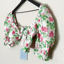 Hill House  The Isabella Top Pink Roses Poplin Puff Sleeve Tie Front Floral Photo 4