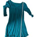 LA Made  Teal Green Blue Cotton V-Neck 3/4 Sleeve Pleated Peasant Tunic Size Small Photo 7