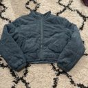 Blue Corduroy Cropped Puffer Jacket Size L Photo 0