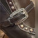 Brighton Dark Brown Mule Slip On Studded Buckle Western Heels High Heel … Photo 6