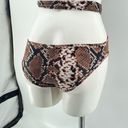 Matte Collection  Women’s Brown Snakeskin Mesh Cutout One-Piece Swimsuit Small Photo 1