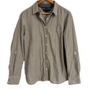 Tommy Hilfiger  Women's Large Button Down Shirt w/Adjustable Sleeves Gray Stripe Photo 0