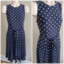 Ralph Lauren Lauren  navy polka dot stretch jersey sleeveless dress with belt Photo 1