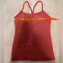 Lululemon  Power Y Tank in Coral Pink Stripe with built in bra - Size 6 Photo 7