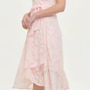 DKNY NWT  Pink Floral Chiffon Sleeveless Faux Wrap V Neck Tulip Dress sz 14 Photo 5