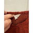 Sim & Sam  Cropped Eyelet Lace Spaghetti Strap Top Rust Red XL Ruffle Smocked Photo 2