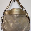 Coach Auth Vintage  Metallic Gold Signature Hobo Handbag Leather Canvas CLEAN Photo 1