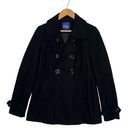 Paper Dolls Paper Doll Womens Large Wool Pea Coat Double Breasted Notched Collar Lined Black Photo 0