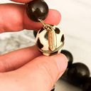 Talbots  Dark Chocolate Brown Graduated Round Bead Necklace Acrylic Leopard Clasp Photo 3