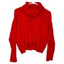 The Moon  & Madison Red Cowl Neck Plush Cable Knit Cropped Sweater Photo 1