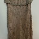 Adrianna Papell  Champagne Beaded Sequin Wedding Guest Dress Photo 5