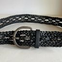 Gap  Black Genuine Leather Wide Woven Free Size Silver Buckle Belt - M Photo 0