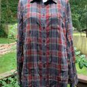 L.L.Bean  Shirt Women Medium M Gray Scotch Plaid Flannel Slightly Fitted Top Photo 0