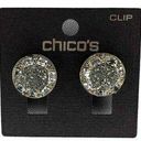 Chico's  NWT Gold Tone Crystal Clip Earrings Round Earrings Photo 0