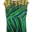 Bob Mackie  Green Yellow Floral Short Sleeve Pullover Stretchy 1x Dress Photo 1