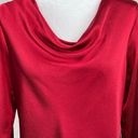 Natori  Solid Red Long Sleeve Draped Cowl Neck Textured Top Women’s Size Medium Photo 4