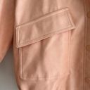 7 For All Mankind Peach Faux Leather Bomber Jacket, Spring Outerwear, Size Small Photo 7