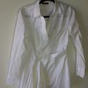 Natori  cotton poplin side drape button doown Blouse White Photo 12