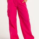 Full Tilt  Womens Pants Sz M Hot Pink Parachute Cargo Crinkle Nylon Toggle Photo 3