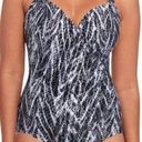 MiracleSuit  Metallic Silver Chevron Python Siren OnePiece Swimsuit Size 8 NWT Photo 0