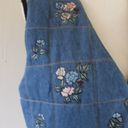 Vintage 90s Agapo Petite Denim Quilted Embroidered Floral Vest Blue Size L Photo 3