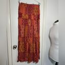 VICI  fall colored patchwork broomstick maxi skirt. Orange, peach, maroon L Photo 3