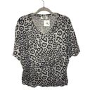 Harper Haptics by Holly  V-Neck Leopard Print Short Sleeve Gray Soft Tee Shirt Photo 0