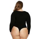 Naked Wardrobe  New Bodysuit Womens Extra Small Black Long Sleeve V Neck NWT Photo 2