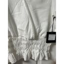 cliché shirred waist V neck, long sleeves top, long sleeves blouse size L White Size L Photo 2