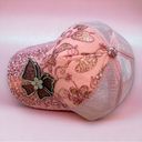 Butterfly Beaded Retro Floral Sequined Rhinestone Y2K Statement Trucker Hat Pink Photo 1