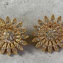 Daisy  gold tone rhinestone vintage earrings Photo 0