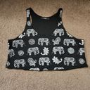 Papaya Black/White Boho Elephant Cropped Tank Top, Women's Small Photo 1