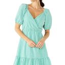 Draper James  RSVP Dress Womens XL Gingham Surplice Bubble Sleeve Peplum Green Photo 15