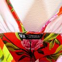 ZARA NWT  Floral Plunging V Bodysuit S Red Photo 4