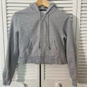 Brandy Melville  Heather Grey Cropped Zip Up Hoodie Jacket One Size XS S Small Photo 1