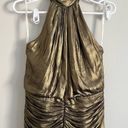 Halston Heritage  Women’s Gold Ruched High Neck Gown Size 2 Photo 2