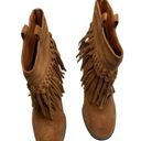 sbicca  Sound Suede Wester Leather Fringe Bootie Size 6 Photo 4