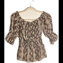 L'AGENCE  Snake Print Off Shoulder Smocked Waist 3/4‎ Sleeve Blouse Women's XS Photo 1