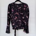 Parker  Chiffon Plum Blossom Floral Bell Sleeve Wrap Blouse Size XS Photo 2