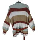 Nine West  Multicolor Striped Chunky Knit Balloon Sleeve Belted Cardigan Size XL Photo 3