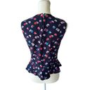 Rebecca Taylor  Navy Floral Peplum Top Size 2 Photo 4