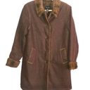 Denim & Co  Vintage Brown Denim Coat Faux Fur Lined Cuffs Collar Button Front SMALL Photo 0