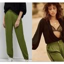 Anthropologie  Diandra Green Satin Pleated Joggers Size 16. B-3 Photo 3