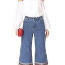 Alice + Olivia  Beta Pom Pom High Waist Wide Leg Cropped Jeans Size 28 Photo 8