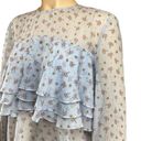 Endless Rose  Top Size Large Blue Floral Ruffled Long Sleeve Blouse Photo 4