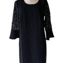 Talbots NWT RSVP By  Crepe and Lace Shift  Black Bell Sleeve Dress Photo 0